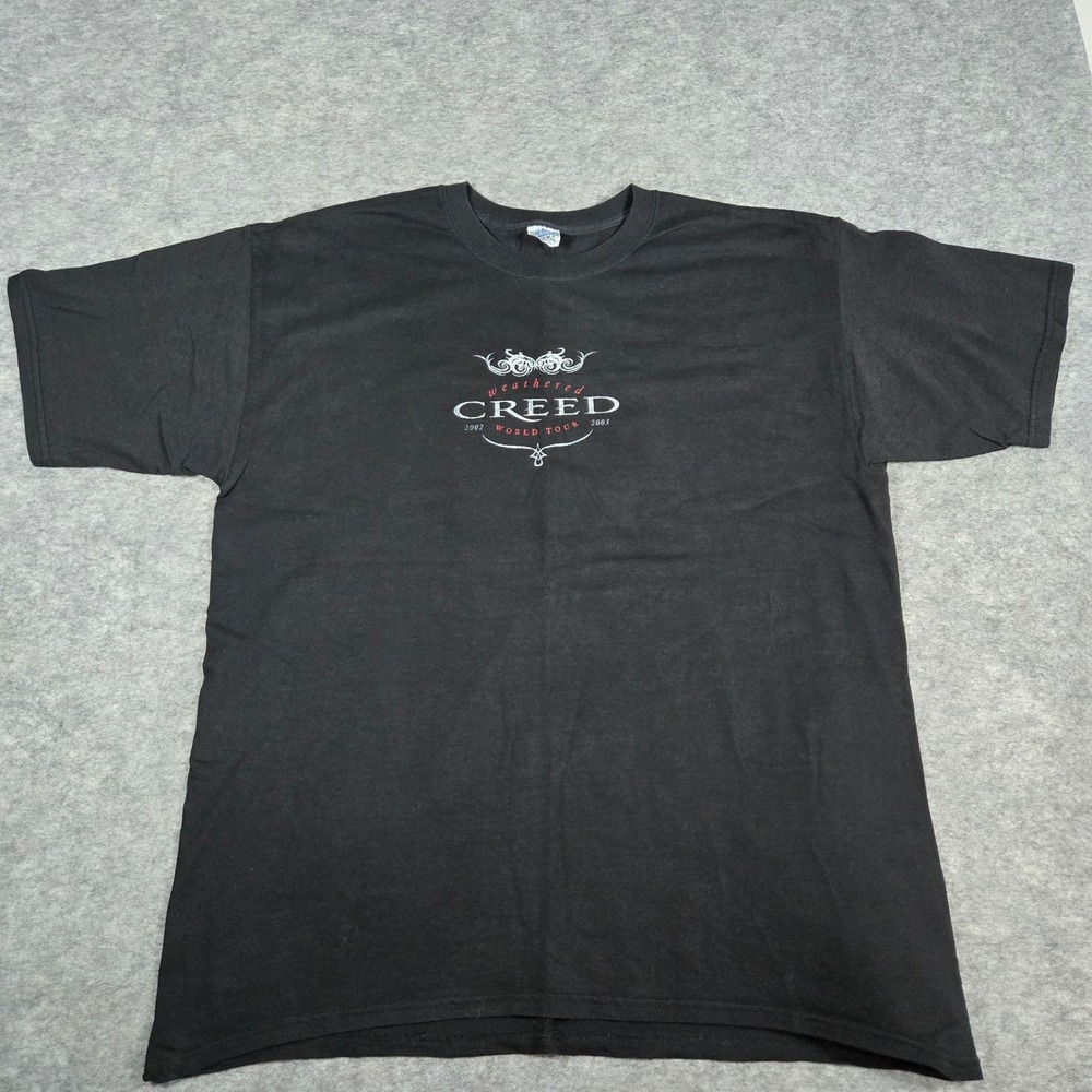 VTG Black Creed Weathered World Tour 2002 Gildan Graphic T-Shirt XL‎